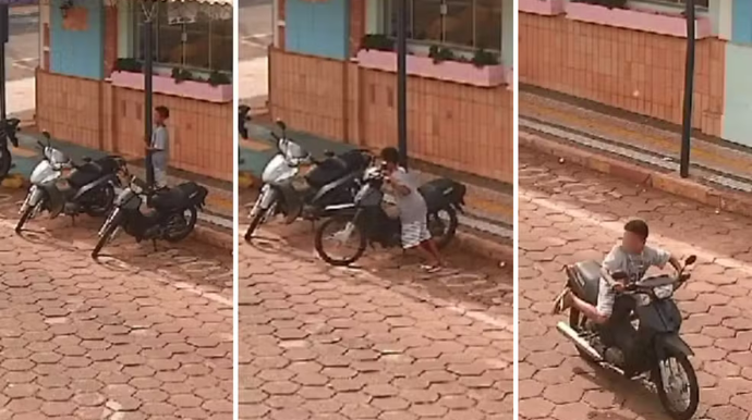 Câmera flagra menino de 12 anos furtando moto em Paraguaçu Paulista